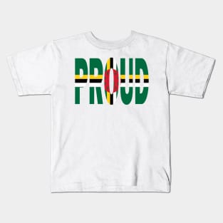 Dominica Flag Designed in The Word Proud - Soca Mode Kids T-Shirt